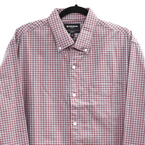 269925 Bonobos Stretch Plaid Check Buttondown Men's Shirt Standard Fit Long XL - Picture 2 of 6